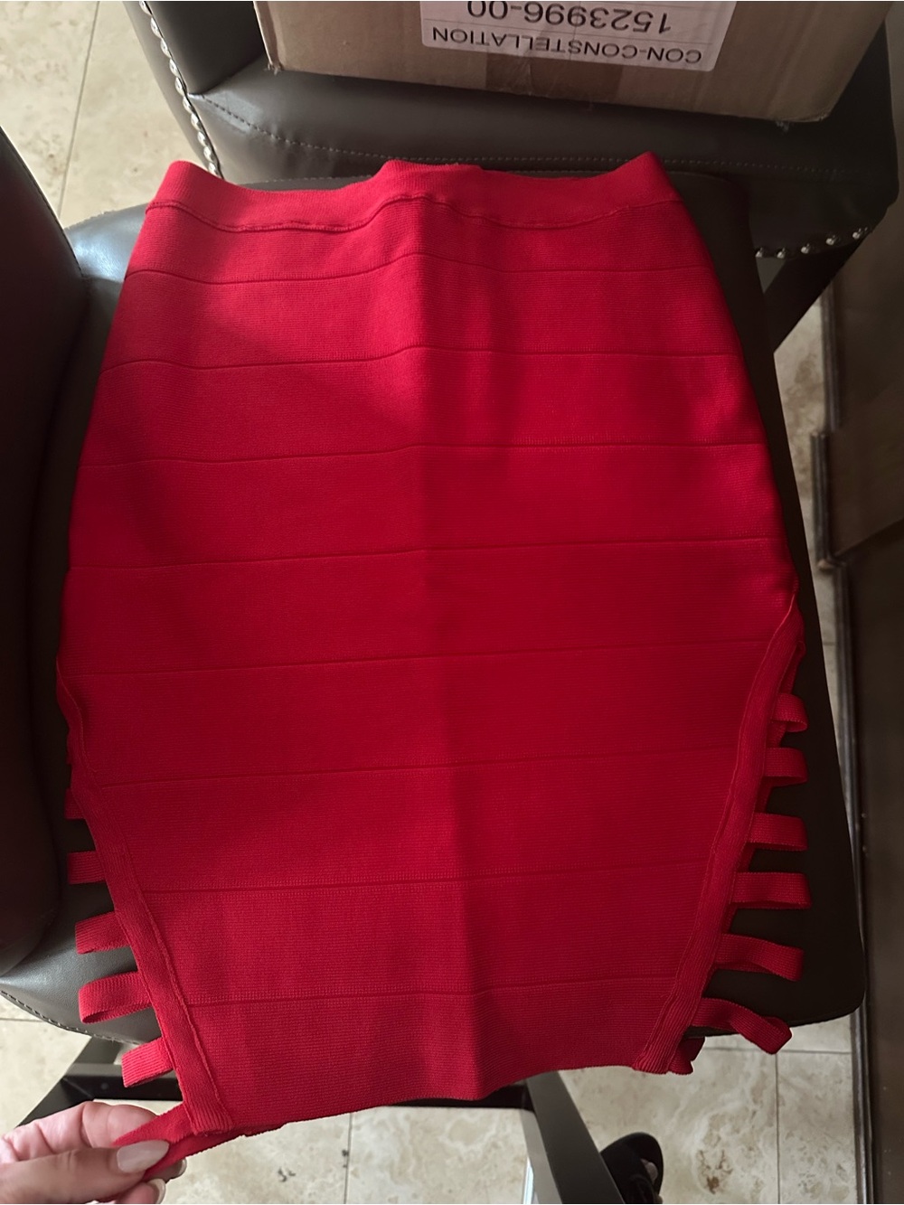 bebe Red Strappy Side Bandage Mini Skirt
